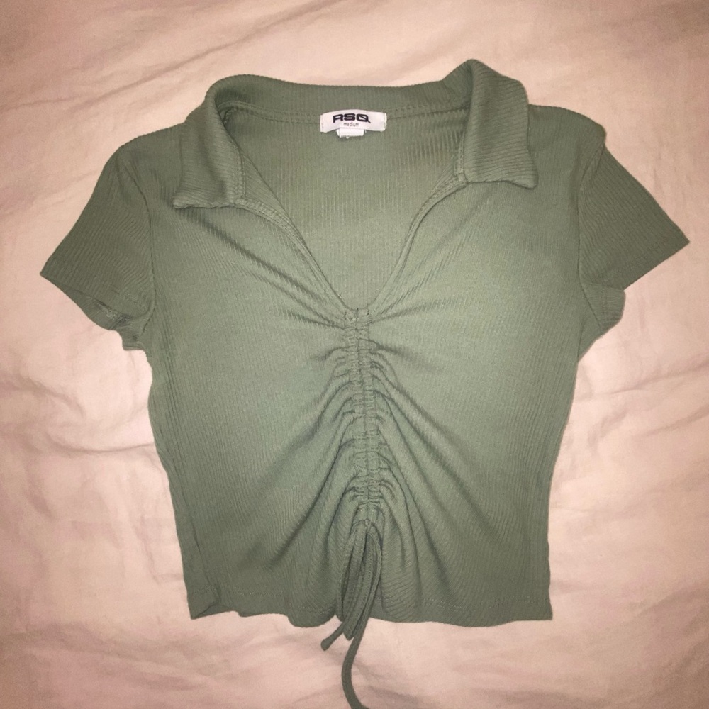 Green Crop top with a tie string detail